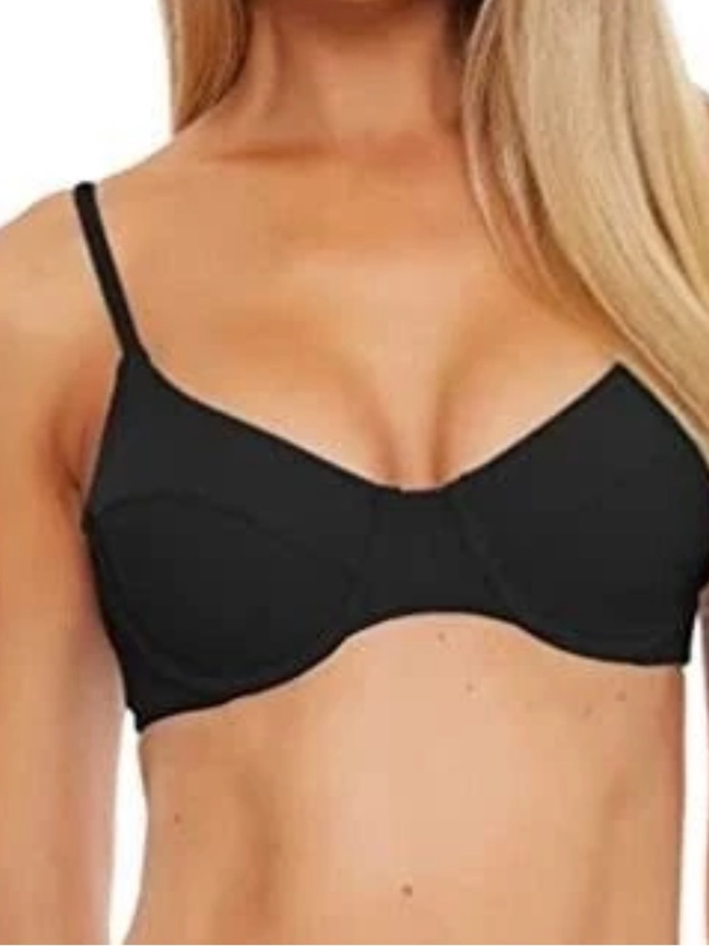 BECCA Black Underwire Ribbed Bikini Top Size L